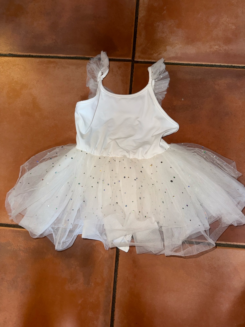 SHEIN White Sequin Tulle Ballet Tutu Dress for Kids